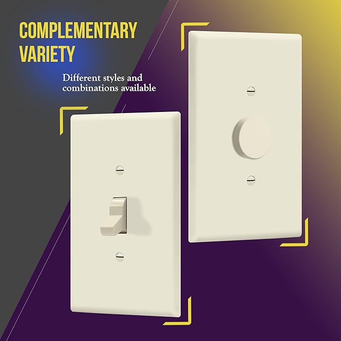 ENERLITES Toggle Light Switch Wall Plate, Gloss Finish, Jumbo Switch Cover, Oversized 1-Gang 5.5" x 3.5", Unbreakable Polycarbonate Thermoplastic, 8811O-LA, Light Almond