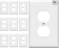 ENERLITES Mid-Size Duplex Receptacle Outlet Wall Plate, Electrical Outlet Covers Plates, Midway Size 1-Gang 4.88" x 3.11", Polycarbonate Thermoplastic, UL Listed, 8821M-W-10PCS, White (10 Pack)