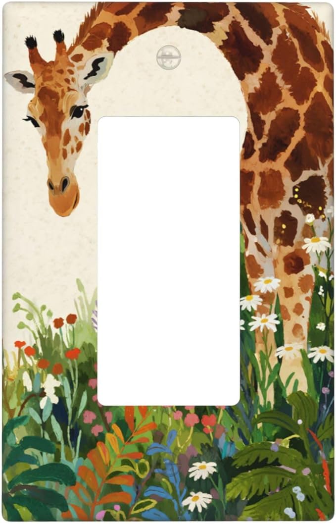 Giraffe Single Rocker Wall Plate Decorative 1 Gang Light Switch Covers Electrical Switchplate Home Decorate Faceplat for Bathroom Bedroom Kitchen Room 4.5 x 2.76 Inch