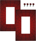 Outlet Covers Red Black Spider Web 1 Gang Duplex Light Switch Cover Plate Decorative Wall Plates Electrical Switchplate Receptacle for Kids Room Home Decor（2 Pack）