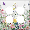 Outlet Covers Boho Colorful Flowers Plant Rustic Wildflower 2 Gang Double Duplex Decorative Light Switch Covers Electrical Wallplates Socket Faceplate for Bed Room Bathroom Decor