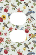 Vintage Birds & Blooms Duplex Wall Plate - 1-Gang Standard US Size English Countryside Chintz Outlet Covers, Botanical Floral & Songbird for Bedroom Decor
