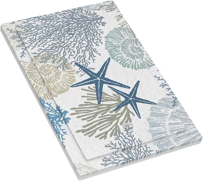 Turquoise Tropical Nautical Ocean Beach 1 Gang No Blank Wallplate Unused Outlet Cover, Teal Blue Coastal Starfish Coral Seashell Hawaiian Single Device Blank Decorative Light Switch Face Wall Plate