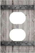 Decorative Outlet Covers Vintage Wood Barn Door Texture Printed Country Farmhouse 1 Gang Wall Plate Receptacle Duplex Light Switch Cover Plate Single Dual Plug Covers Electrical Switchplate