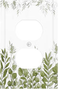 Green Eucalyptus Plant Leaves Vine Outlet Covers 1 Gang Duplex Light Switch Cover Decorative Switch Plates Electrical Receptacle Faceplate Wall Plate for Bed Room Living Room Decor