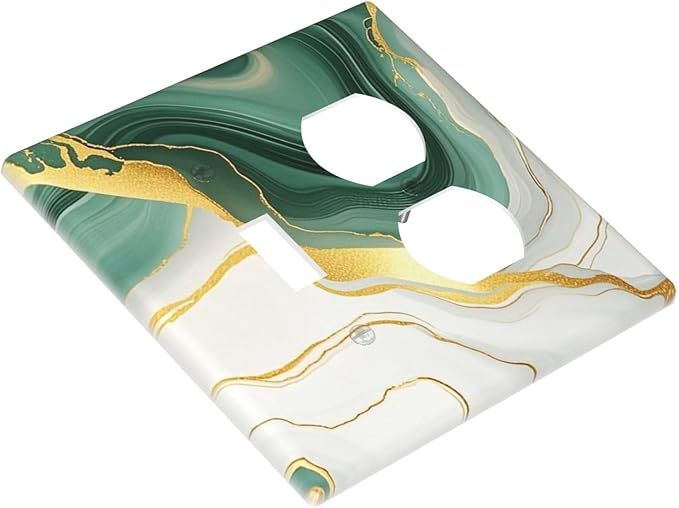 Wallplates Turquoise Marble Texture Golden Lines 1 Toggle 1 Duplex Switch Plate Electrical Gfci Faceplate Decorative Light Switch Covers For Bed Room Bathroom Decor