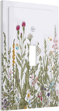 Rustic Wild Floral Vintage Teal Botanical Single Toggle Wall Plates Switchplate Covers Decorative 1 Gang Light Switch Cover for Kitchen Living Room Accessories Decor