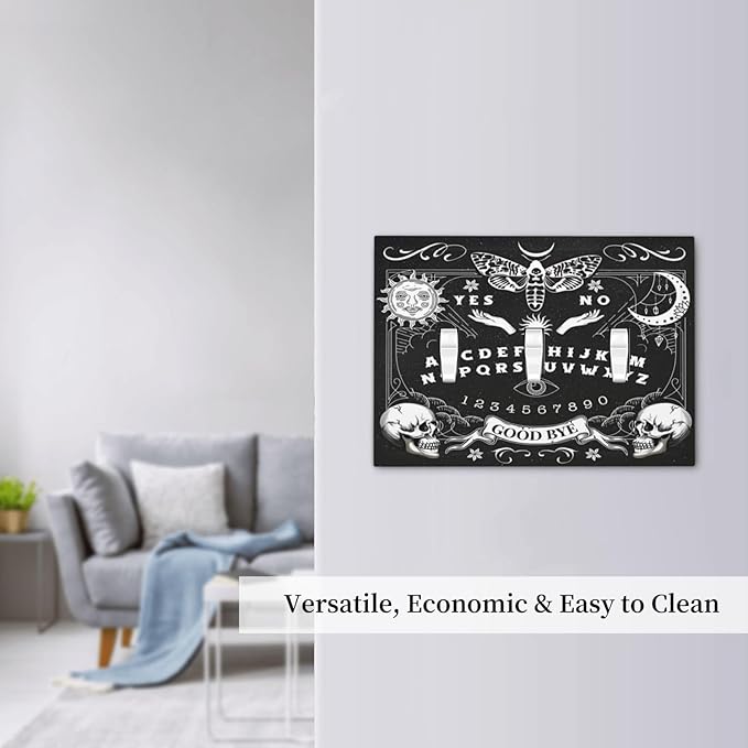 Black Witchy Skeleton Skull Gothic Sun Moon Decorative Switch Plates 3 Gang Wall Plate Triple Toggle Light Switch Cover Faceplate Electrical Wall Panels for Bedroom Living Room Decor