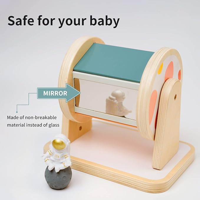 Twefex Montessori Spinning Drum, Montessori Toys for Babies 6-12 Months, Montisory Baby Toys for 1 Year Old Infant, Wooden Toy for Baby