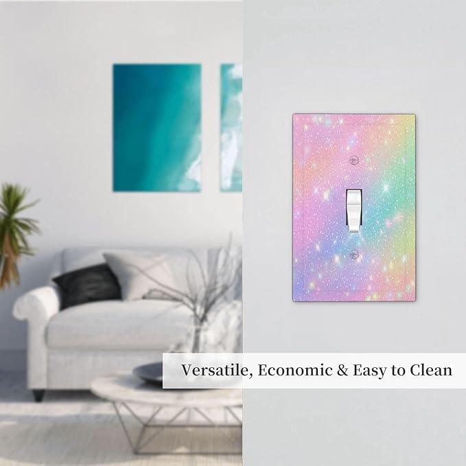 Decorative Light Switch Plate Covers Rainbow Shiny Gradient Colors 1 Gang Wall Plate Single Toggle Switch Cover Plate Jumbo Electrical Switchplate Receptacle for Kids Room Nursery Decor