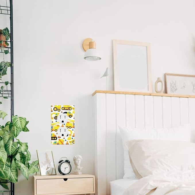 Construction Trucks Wall Plate Cover Construction Vehicles Nursery Outlet Covers 1-Gang Switch Plug Duplex Cover Home Bedroom Bathroom Kitchen