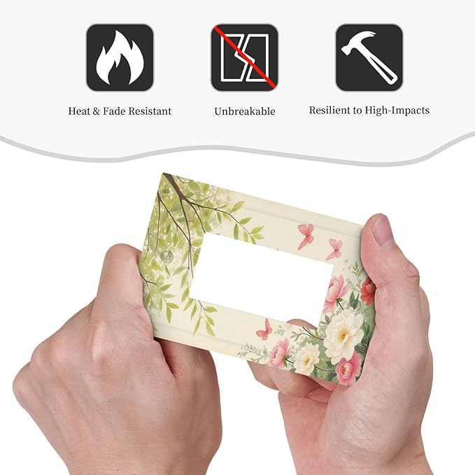 Decorative Outlet Covers Garden Flowers Green Leaves And Butterflies 1 Gang Single Rocker Light Switch Cover Plate Wall Plates GFCI Faceplate for Bedroom Cabin Decor