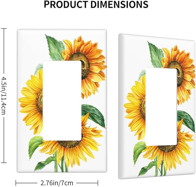 Watercolor Sunflower 1-Gang Rocker Wall Plate, Sunflower Bouquet Switch Plate for Living Room, Bedroom, Bathroom & Sunroom