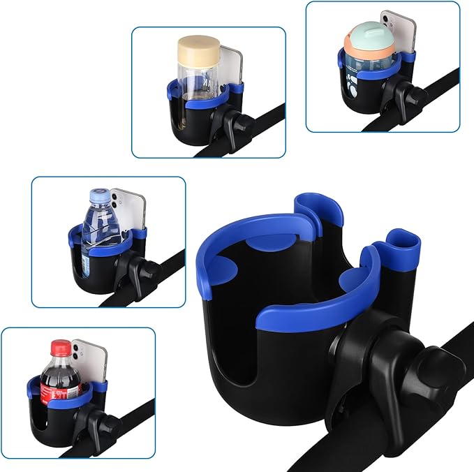 Accmor Stroller Cup Holder with Phone Holder, Bike Cup Holder, Universal Cup Holder for Uppababy Nuna Doona Strollers, 2-in-1 Cup Phone Holder for Stroller Bike Accessory
