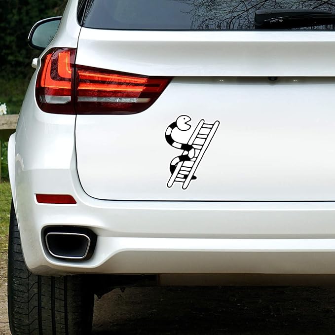 Azeeda 'Snakes & Ladders' White Premium Vinyl Decal Sticker – Waterproof, Durable & Easy to Apply - Ideal for Car Bumpers, Windows, Bins and More (DW00024895)