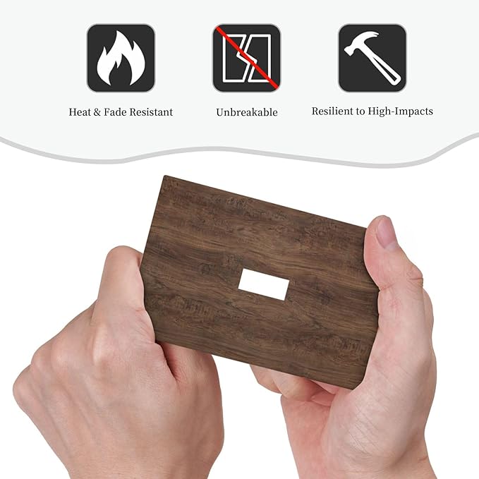 Decorative Light Switch Cover Rustic Vintage Wood Grain Brown 1 Gang Single Toggle Decorator Outlet Wall Plate Device Electrical Faceplate Switchplates for Farmhouse Cabin Decor