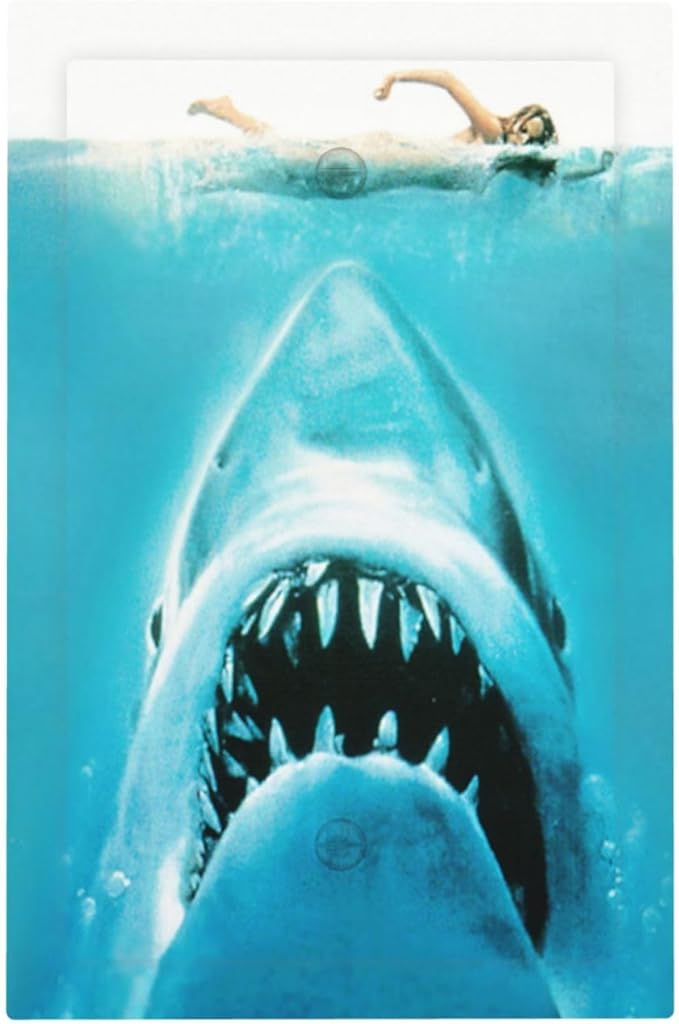 Beach Shark Oceanjaws Movie Vintage Look Light Switch Cover Plate 1 Gang No Device Blank Electrical Wall Plates Faceplate Decorative Switch Plate Covers for Bathroom Kids Room Decor