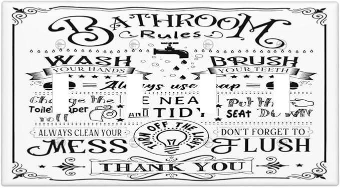 Bathroom Wash Inspirational Quote 4 Gang Quad Toggle Device Light Switch Cover Decorative Wall Plate Decorative Electrical Faceplate Outlet Cover