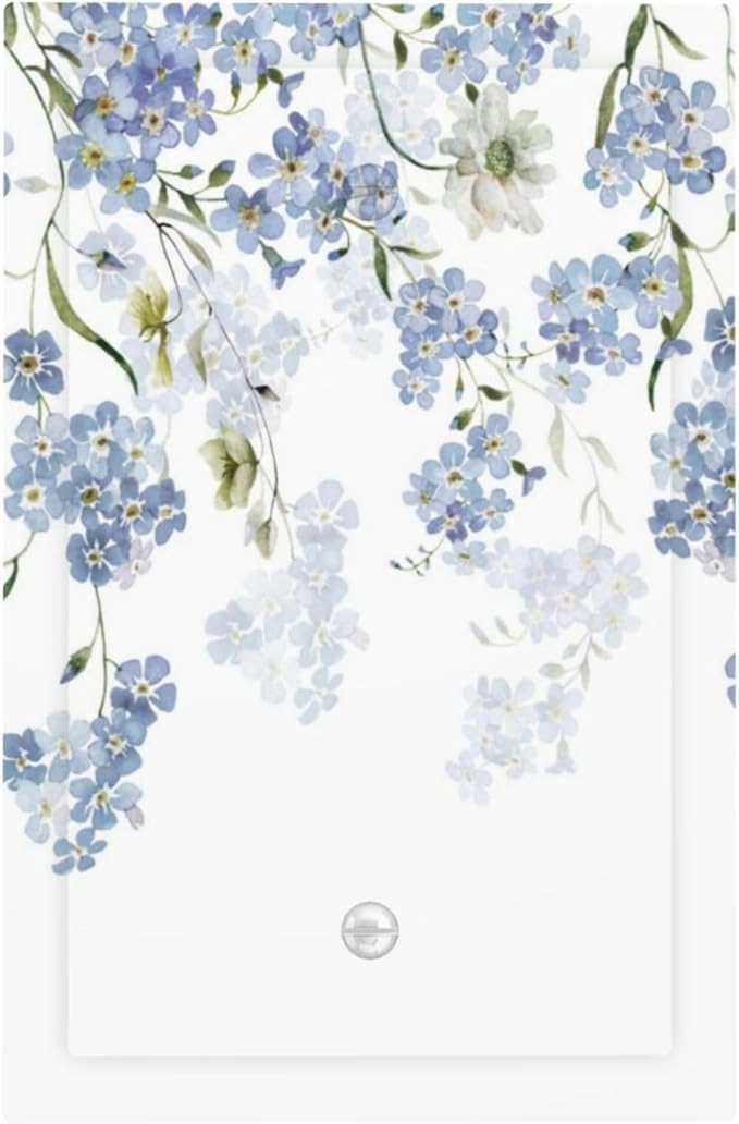 Hydrangea Blue Flowers Watercolor Floral Light Switch Cover Plate 1 Gang No Device Blank Electrical Wall Plates Faceplate Decorative Switch Plate for Bed Room Living Room Decor