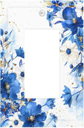 Klein Blue Flowers Watercolor Golden White Floral Decorative Outlet Covers 1 Gang Single Rocker Light Switch Cover Plate Wall Plates GFCI Faceplate for Bedroom Living Room Decor