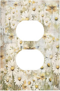 Vintage Letter Paper Wildflowers Dragonfly Daisy Floral Outlet Covers 1 Gang Duplex Light Switch Cover Decorative Switch Plates Electrical Receptacle Faceplate Wall Plate for Farmhouse Bedroom Decor