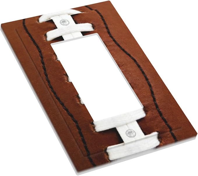 Football Laces Single Rocker Switch Cover - 1-Gang Standard US Size Game Day Sports Fan Light Switch Covers, Vintage Leather Texture for Boys Room