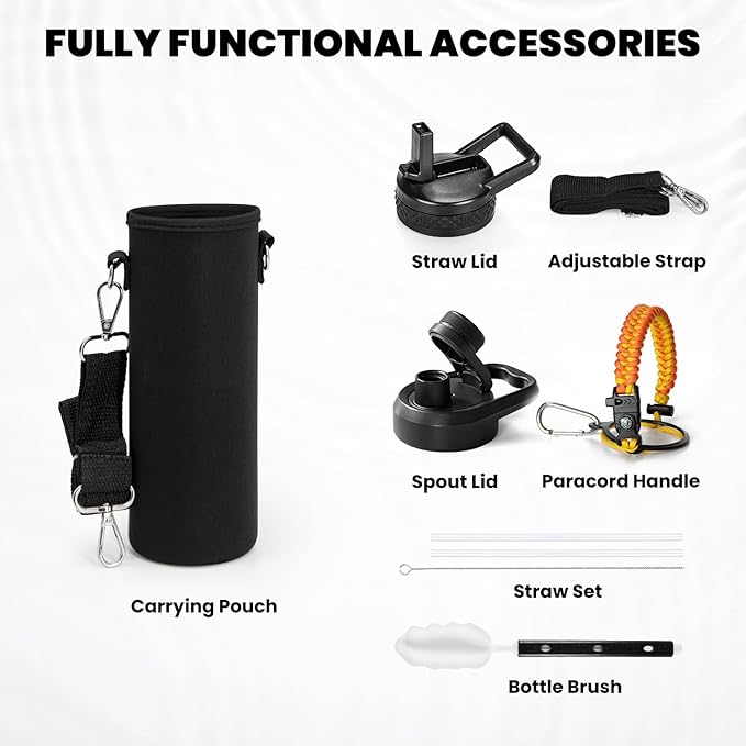 RAYMYLO Insulated Water Bottle 20 oz, Triple Wall Vacuum Stainless Steel (Cold for 24Hrs, Hot for 12Hrs), Leak Proof & Non-BPA, Kids Water Bottle Jug for School with Straw Spout Lids
