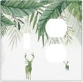 Deer Banana Leaves Palm Trees Green Plants Wallplates 1 Toggle 1 Duplex Switch Plate Electrical GFCI Faceplate Decorative Light Switch Covers for Bed Room Living Room Decor