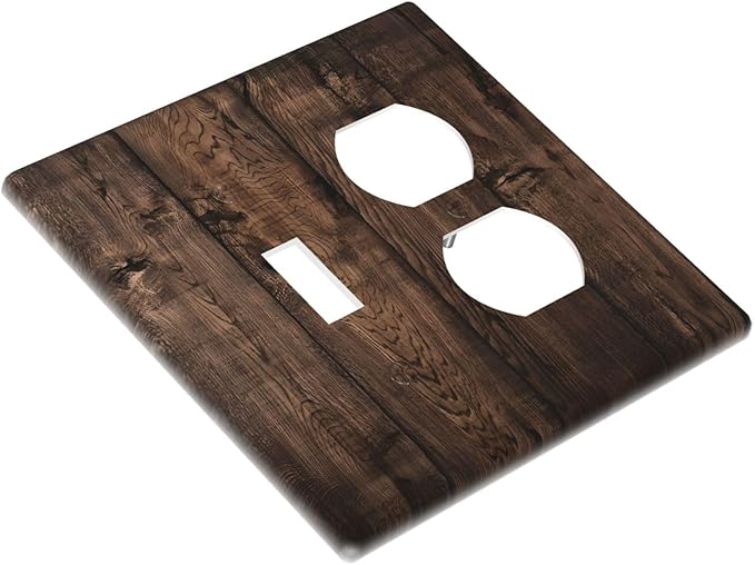 Rustic Brown Wood Plank Vintage Wooden Texture Print Wallplates 1 Toggle 1 Duplex Switch Plate Electrical GFCI Faceplate Decorative Light Switch Covers for Farmhouse Home Decor