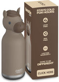 asobu Bestie Bottle Insulated Stainless Steel Water Bottle with Detachable Soft Animal Head Fun Drinking For Kids and Teens with Flexible Reusable Straw 16 Ounce (Horse)
