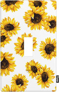 Sunflowers 1 Gang Light Switch Cover Yellow Floral Flowers White Single Toggle Wall Plate Electrical Switchplate Decorative Faceplate for Home & Office 4.5 x 2.76 Inch