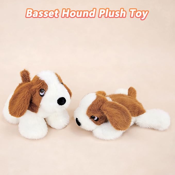 PEACH CAT Basset Hound Dog Stuffed Animal Cute Puppy Plushies Small Plush Toys Gifts for Kids