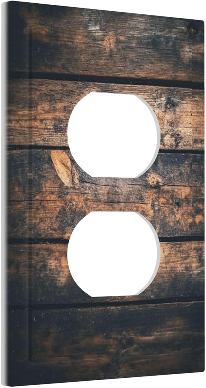 Outlet Covers Brown Vintage Wooden Board Rustic Wood 1 Gang Duplex Light Switch Cover Decorative Switch Plates Electrical Receptacle Faceplate Wall Plate For Farmhouse Cabin Decor