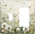 Light Switch Cover Plate Watercolor Butterflies Dandelions Wildflowers 2 Gang Combo Wall Plates Toggle Rocker Decorative Switch Plates and Outlet Covers for Bathroom Bedroom Decor