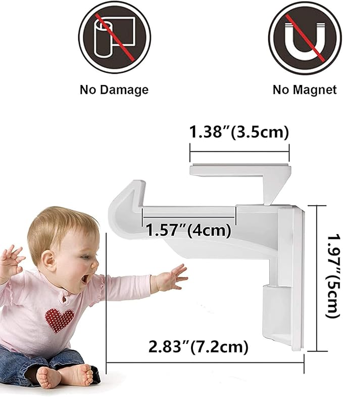 10 Pack Upgraded Invisible Baby Proofing Cabinet Latch Locks – No Drilling or Tools Required, Strong Adhesive, Works with Countertop Overhangs, Secure Child Safety Locks for Cabinets & Drawers