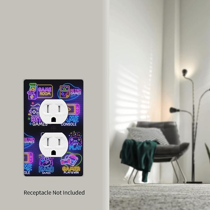 Games Funny Outlet Covers Decorative Electrical Outlets Duplex Outlet 1-Gang Wall Plate Receptacle Wall Outlet Cover