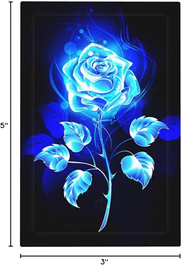 Blue Golden Rose Flower 1 Gang No Device Wall Plate Decorative Blank Light Switch Cover Switchplate Electrical Faceplate for Bathroom Home Bedroom Art Decor