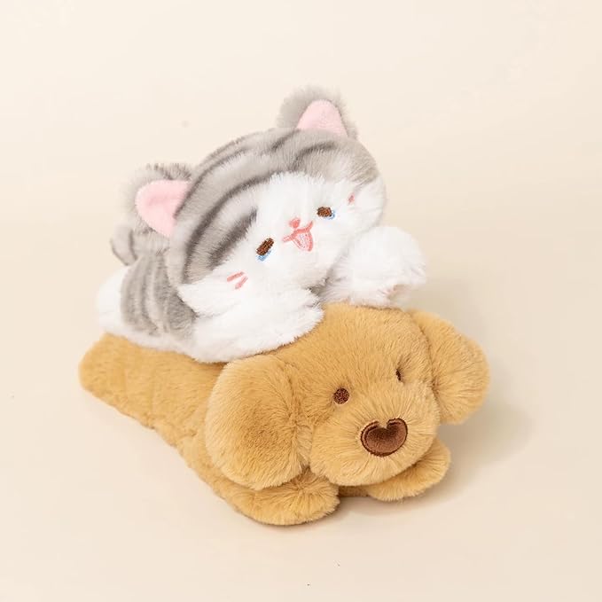 PEACH CAT Striped Cat Stuffed Animal Cute Kitten Plushies Small Plush Toys Gifts for Kids Grey