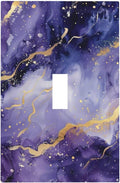 Decorative Light Switch Plate Covers Modernity Abstract Purple Golden Marble 1 Gang Wall Plate Single Toggle Switch Cover Plate Jumbo Electrical Switchplate Receptacle Faceplate