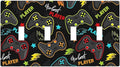 Kid Boys Gamer Gaming Game 4 Gang Device Light Switch Cover Decorative Quad Toggle Wall Plate Decorative Electrical Faceplate for Home Bedroom Art Decorate