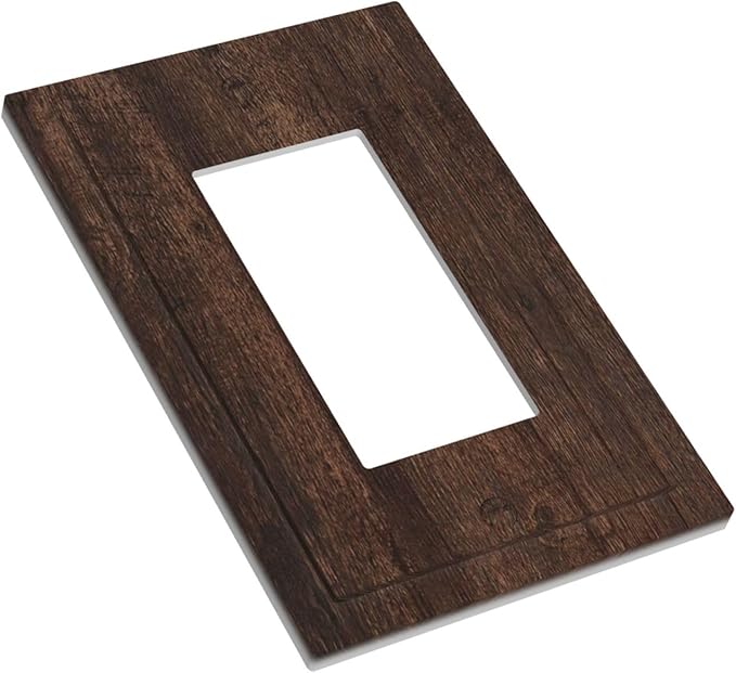 Decorative Light Switch Cover Plate with Rustic Dark Wood Grain & Vintage Style Design 1 Gang Rocker Outlet Covers Single Decora Gfci Device Wall Plate for Kitchen/Living Room
