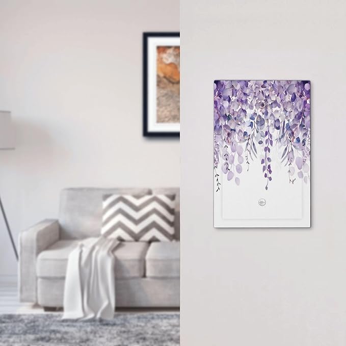 Purple Plants Leaves Eucalyptus Vine Floral Flowers Light Switch Cover Plate 1 Gang No Device Blank Electrical Wall Plates Faceplate Decorative Switch Plate for Bedroom Living Room Decor