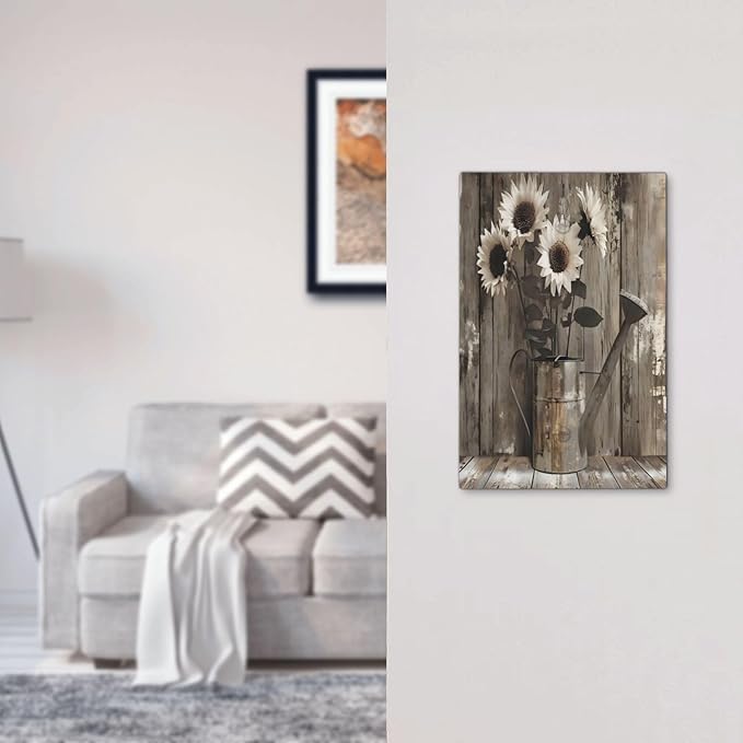 Rustic Floral Country Sunflower Daisy Old Wooden Boards Light Switch Cover Plate 1 Gang No Device Blank Electrical Wall Plates Faceplate Decorative Switch Plate Covers for Farmhouse Home Decor