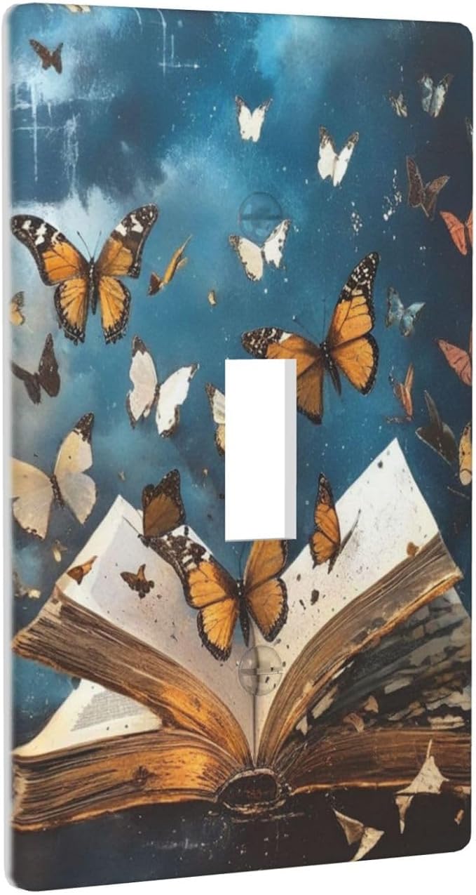 Decorative Art Light Switch Covers Butterflies from the Book Single Toggle Wall Plate Decorative Switchcover Electrical Switchplate for Home Decor