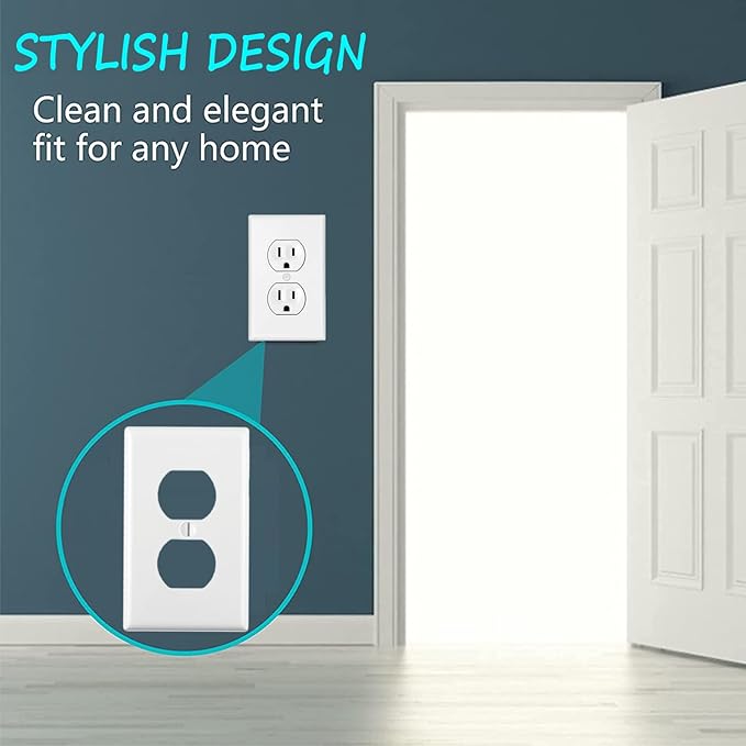 Outlet Covers Wall Plates -Duplex Outlet Covers, 1-Gang Standard Size Wall Plate for Outlets, Duplex Receptacle Wall Plate,Unbreakable Polycarbonate Thermoplastic,UL Listed (12-Pack,White)