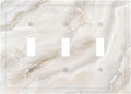 Abstract Luxury White Marble Texture Decorative Switch Plates 3 Gang Wall Plate Triple Toggle Light Switch Cover Faceplate Electrical Wall Panels for Bathroom Kitchen Living Room Decor
