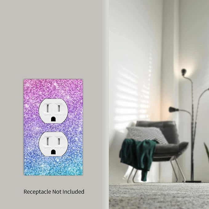 Pink Blue Mermaid Outlet Covers Decorative Electrical Outlets Duplex Outlet 1-Gang Wall Plate Receptacle Wall Outlet Cover