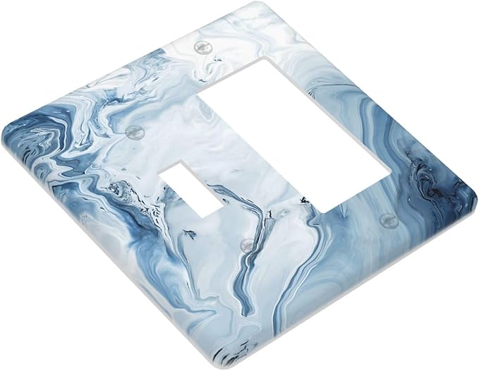 Blue Marble Abstract Ombre Chic Luxury Print Outlet Covers 1 Toggle 1 Rocker Combination Decorative Wall Plate Electrical Switch Plates Light Switch Cover Plate for Bathroom Living Room Decor