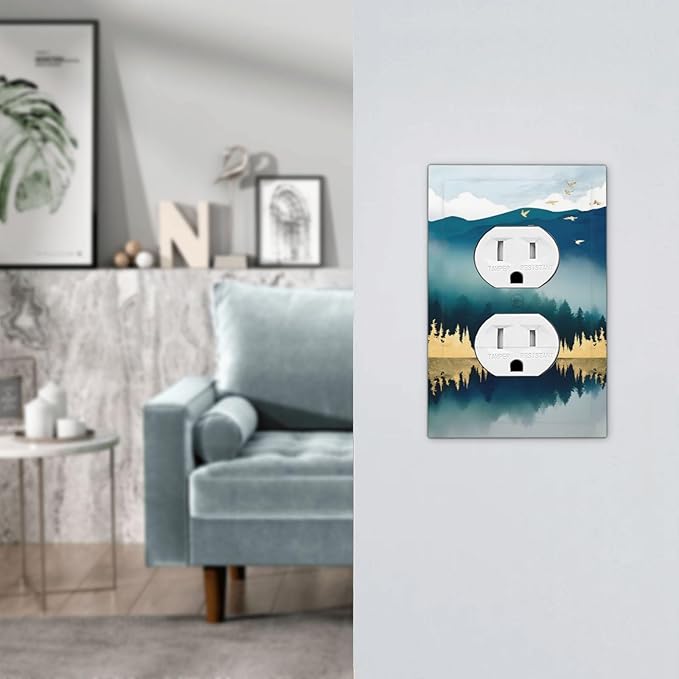 Mountains Landscape Lake Bird Reflection Outlet Covers 1 Gang Duplex Light Switch Cover Decorative Switch Plates Electrical Receptacle Faceplate Wall Plate for Bedroom Living Room Decor