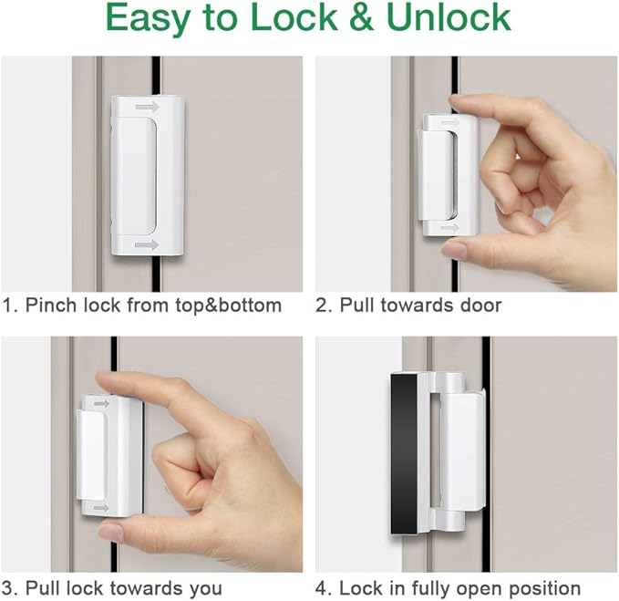 Home Security Door Reinforcement Lock - Child Proof Door Locks for Kids Safety Withstand 800lbs Metal Front Door Child Safety Lock Add High Security Door Latch Lock to Guard Home for Inside Swing Door